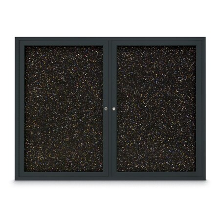 United Visual Products Sliding Door Indoor Enclosed Corkboard, 7 UV9027ACSH-WHITE-DRKSPR